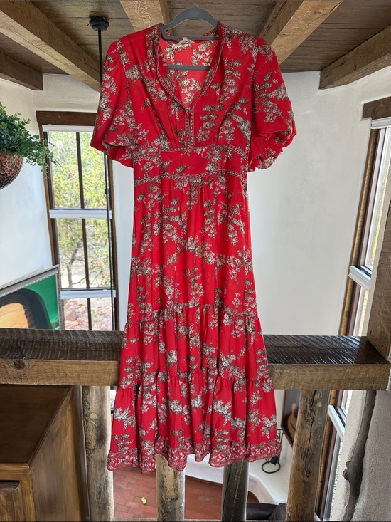 Max Studio Dresses & Skirts - Max Studio Red Floral Tiered Maxi Dress